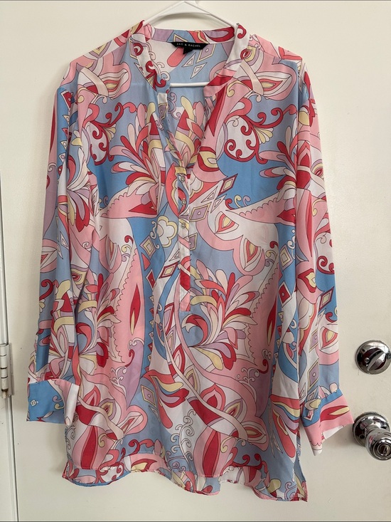 Zac & Rachel Tops - Zac & Rachel Multicolor Paisley Print Blouse - Pink & Blue